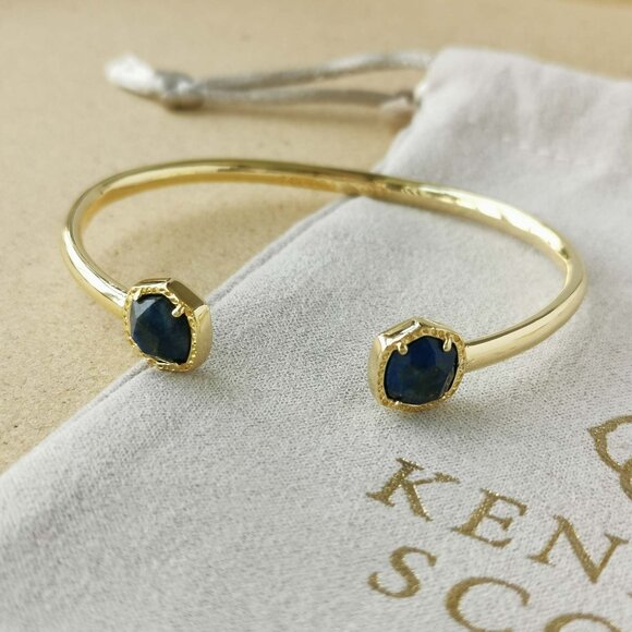 NEW Kendra Scott Gold Cobalt Howlite Davie Cuff Bracelet - Picture 1 of 3